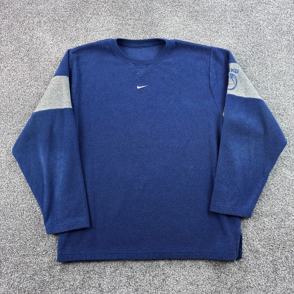 Vintage Nike Center Swoosh Sweatshirt Men XL Blue Gray Fleece Basketball Sweater